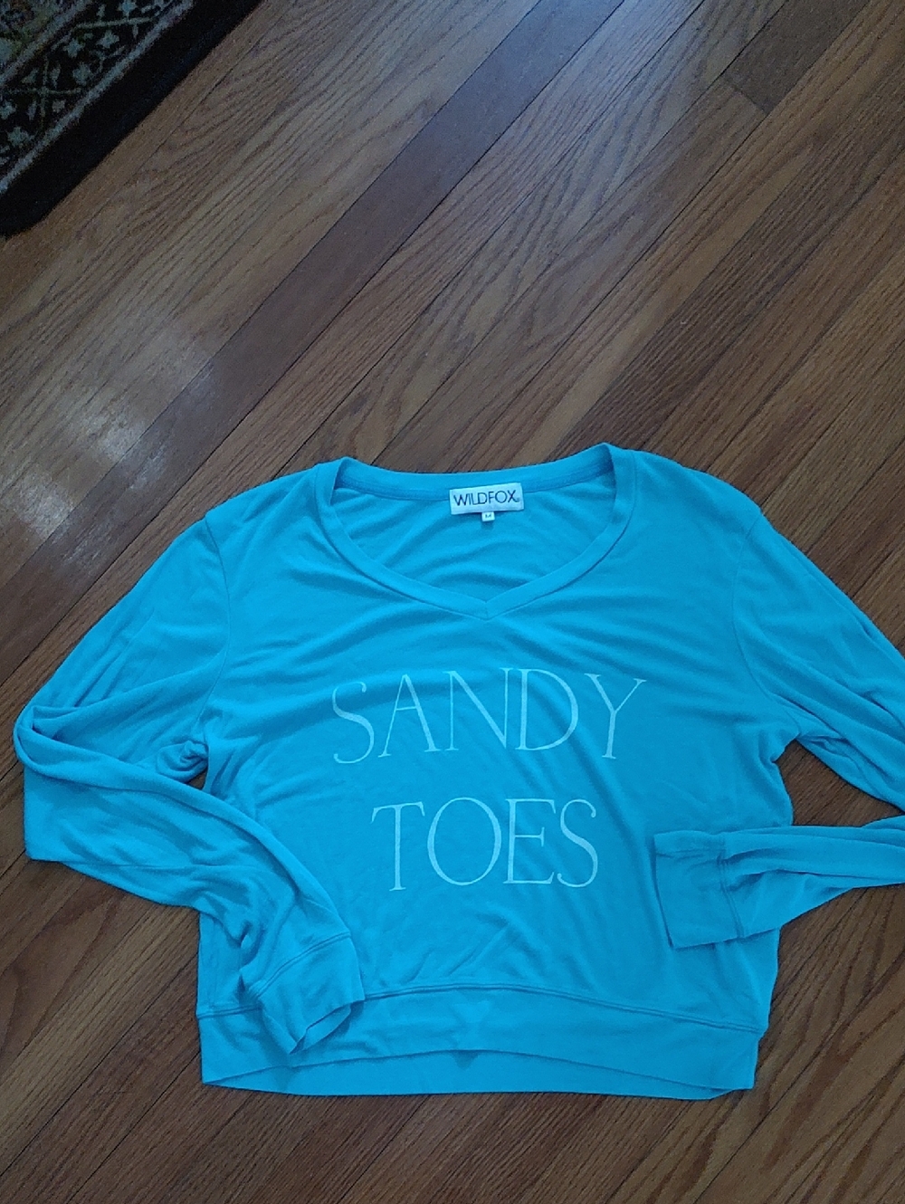 Wildfox Turquoise 'Sandy Toes' Lightweight Sweatshirt